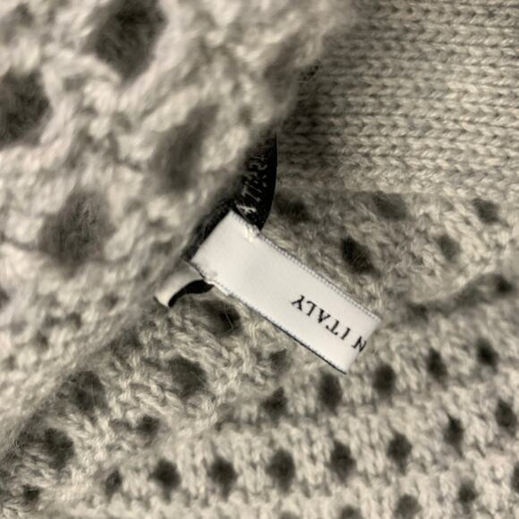 AGNONA Size L Grey Heather Cashmere Knit Mesh Open Front Cardigan - Picture 6 of 7